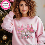 Pink Merry Christmas Trees Tee or Sweatshirt