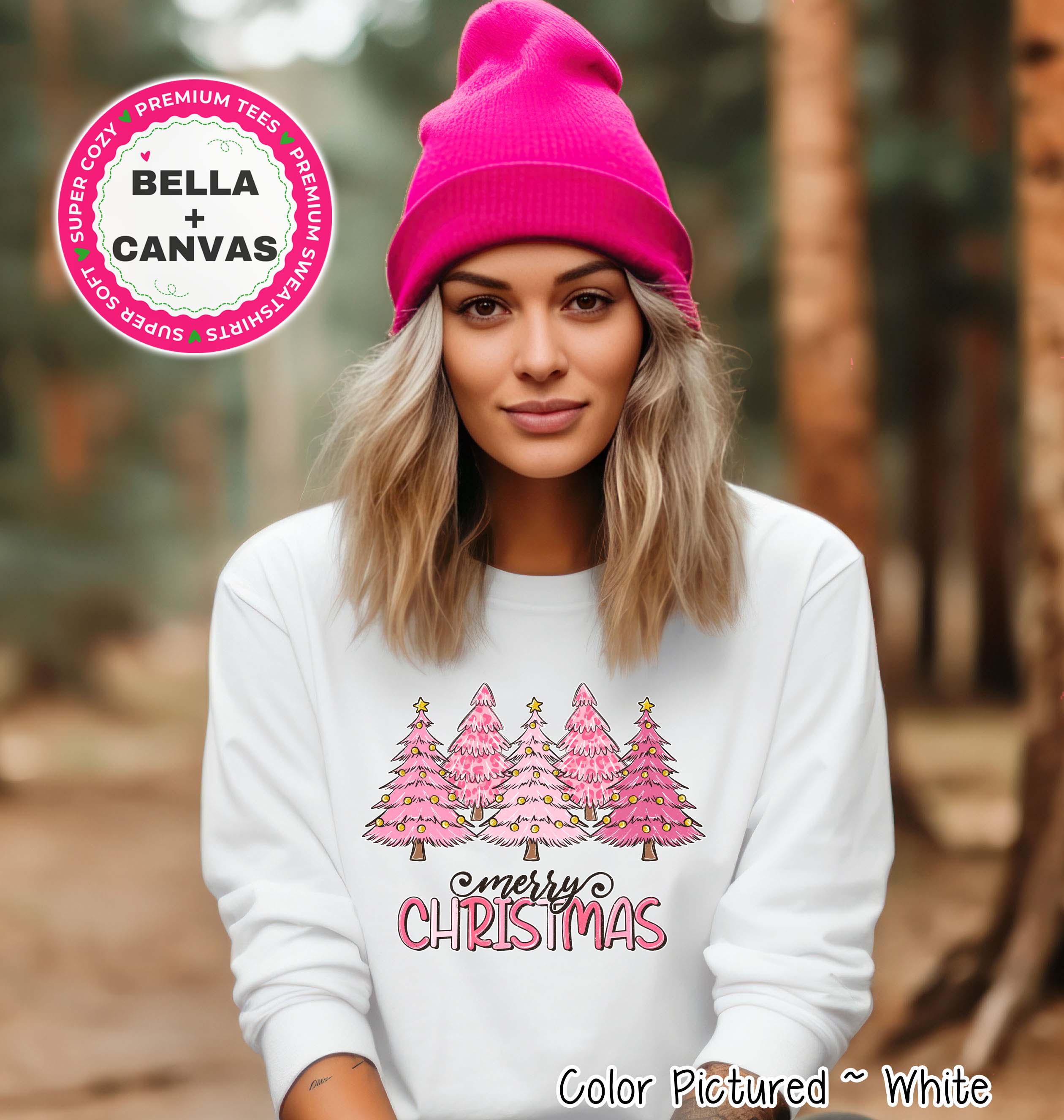 Pink Merry Christmas Trees Tee or Sweatshirt