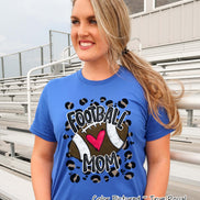 Leopard Football Mom with Heart Tee