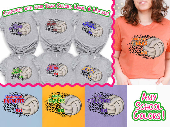 Personalized Leopard Volleyball Fan Spirit Tee