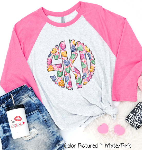 Monogram Conversation Hearts Prints Valentine Shirt