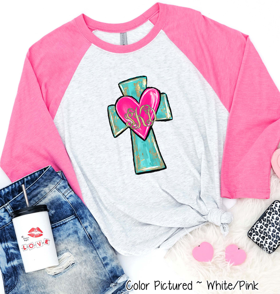 Monogram Cross and Heart with Gold Accents Shirt