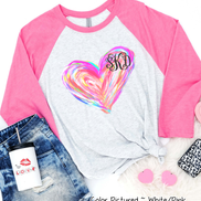 Monogram Watercolor Valentine Heart Shirt