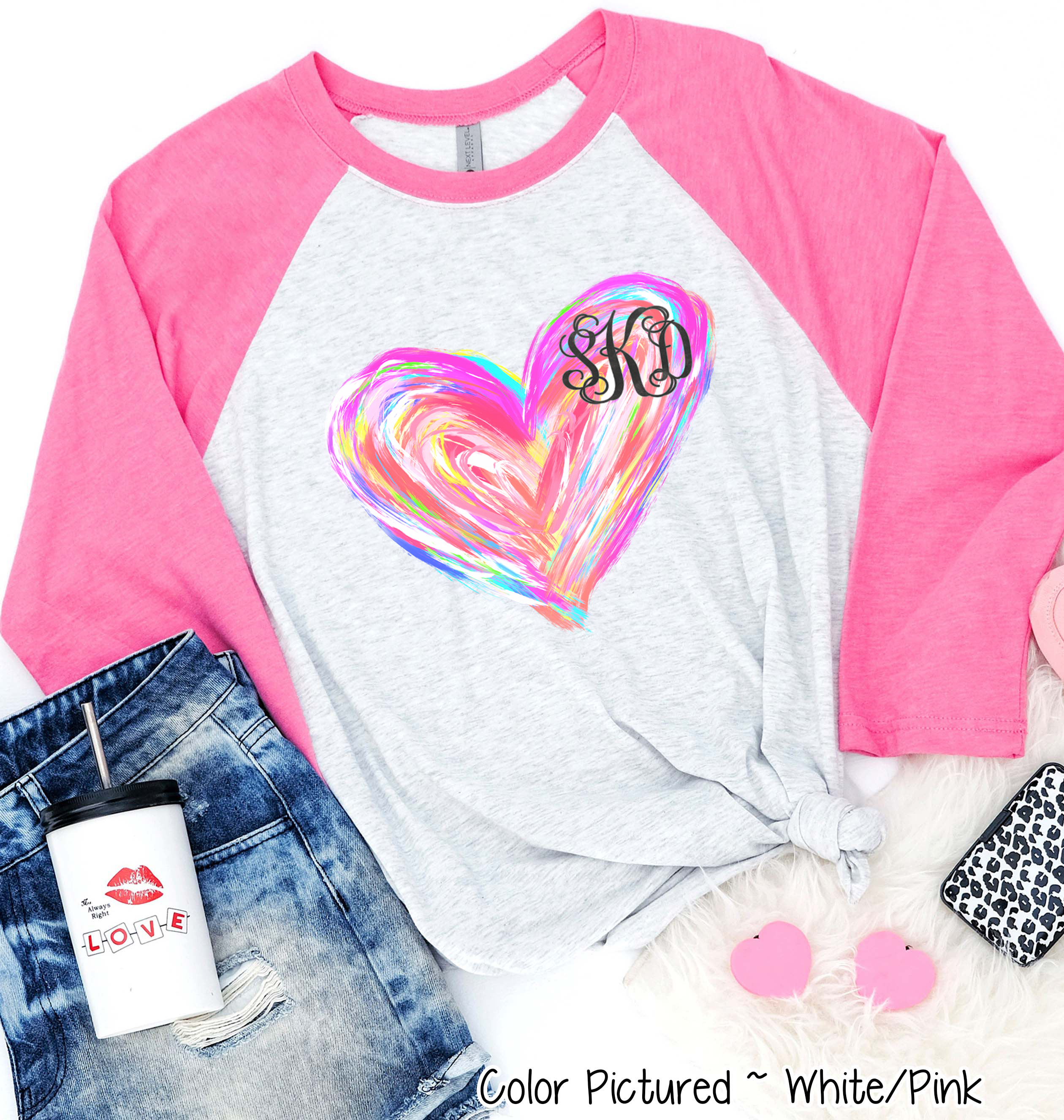 Monogram Watercolor Valentine Heart Shirt