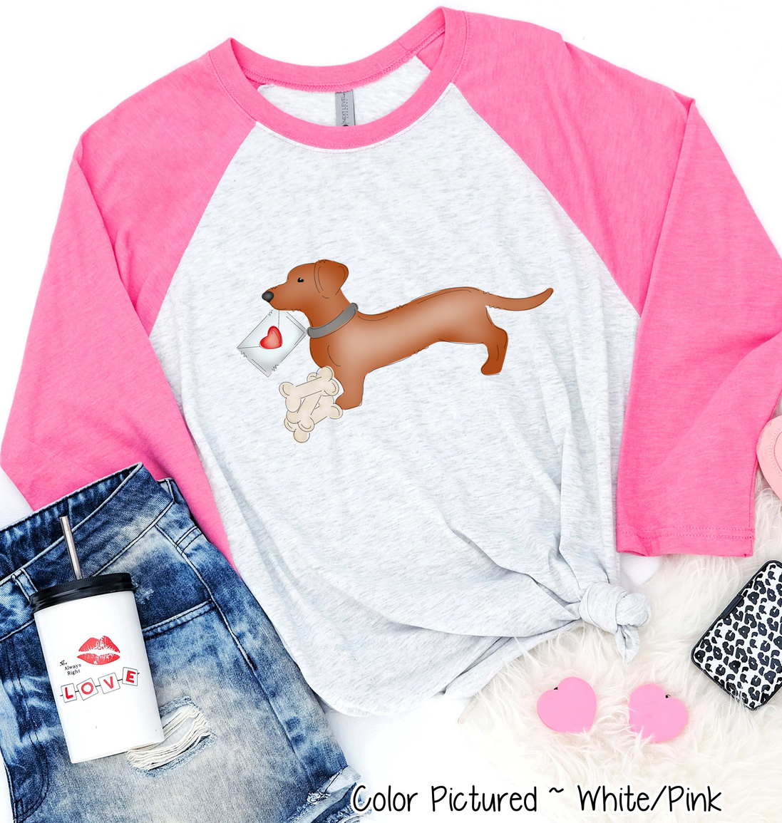 Daschund Dog Letter Valentine Shirt