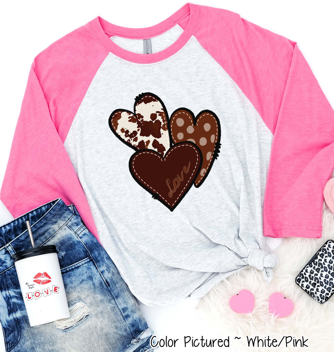 Western Cow Hide Heart Trio Valentine Shirt