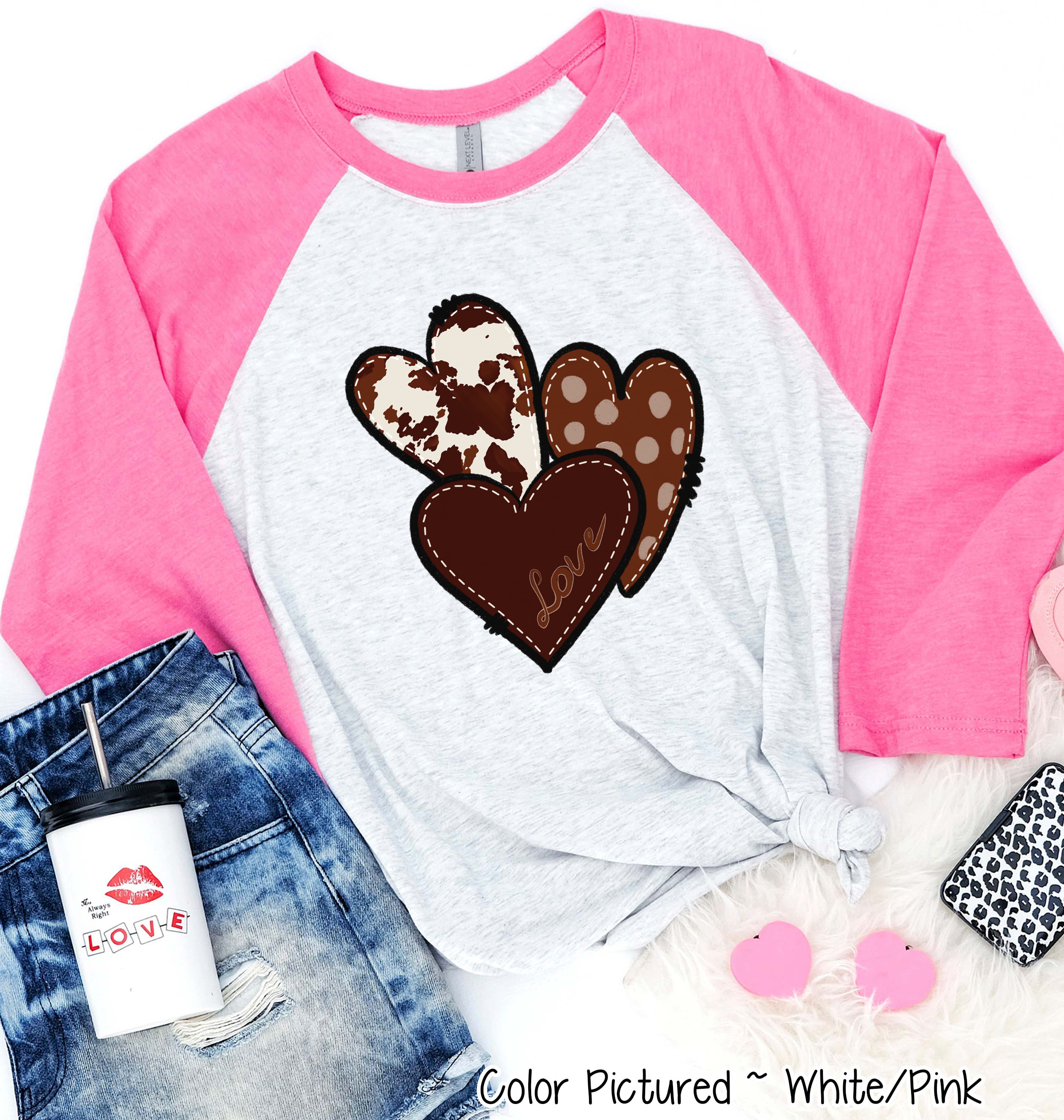 Western Cow Hide Heart Trio Valentine Shirt