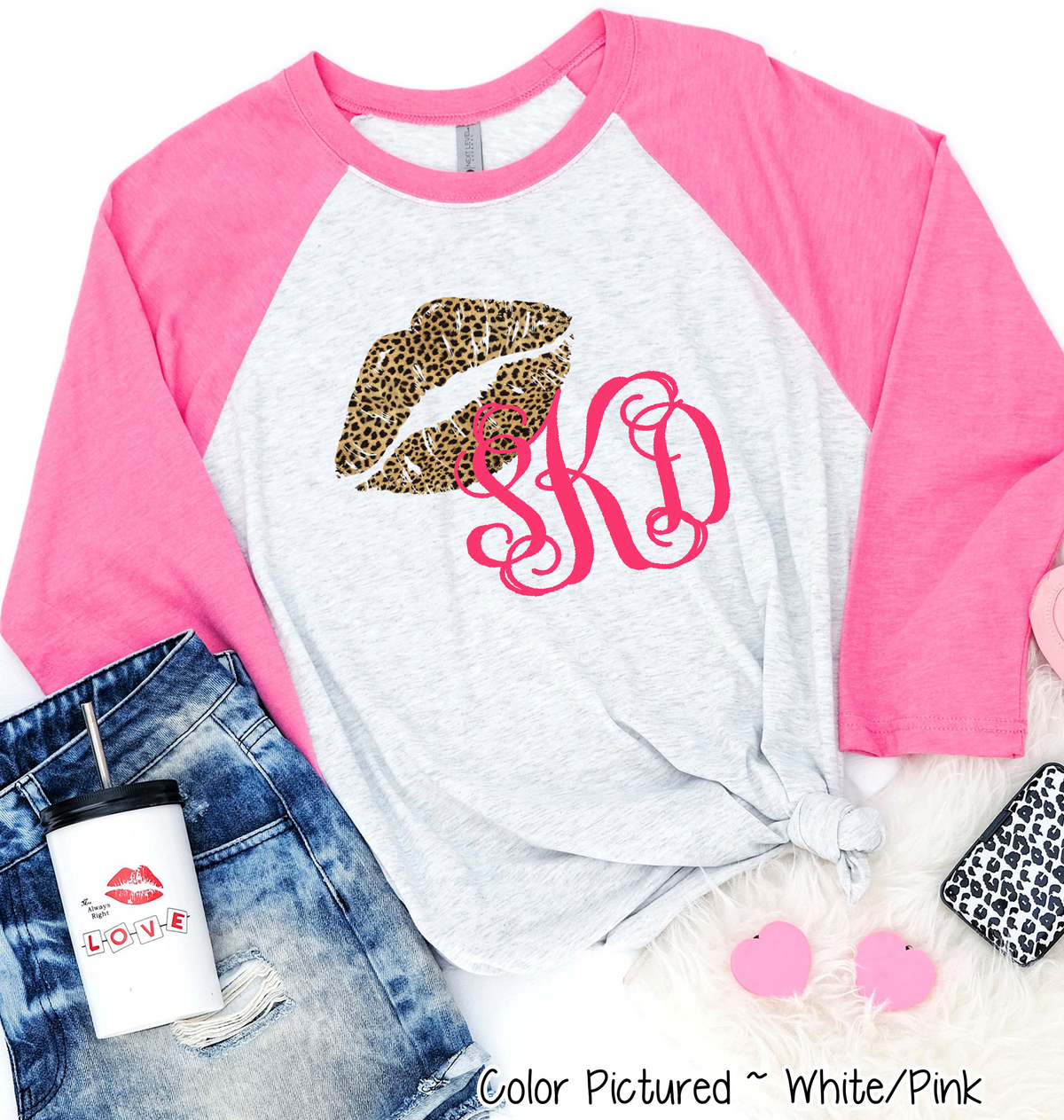 Monogram Leopard Print Lips Valentine Shirt