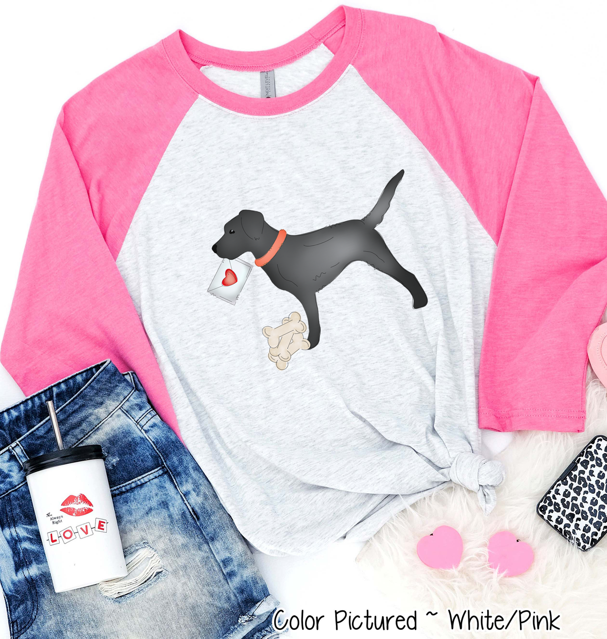 Black Lab Dog Letter Valentine Shirt