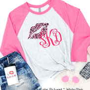 Monogram Pink Leopard Print Lips Valentine Shirt
