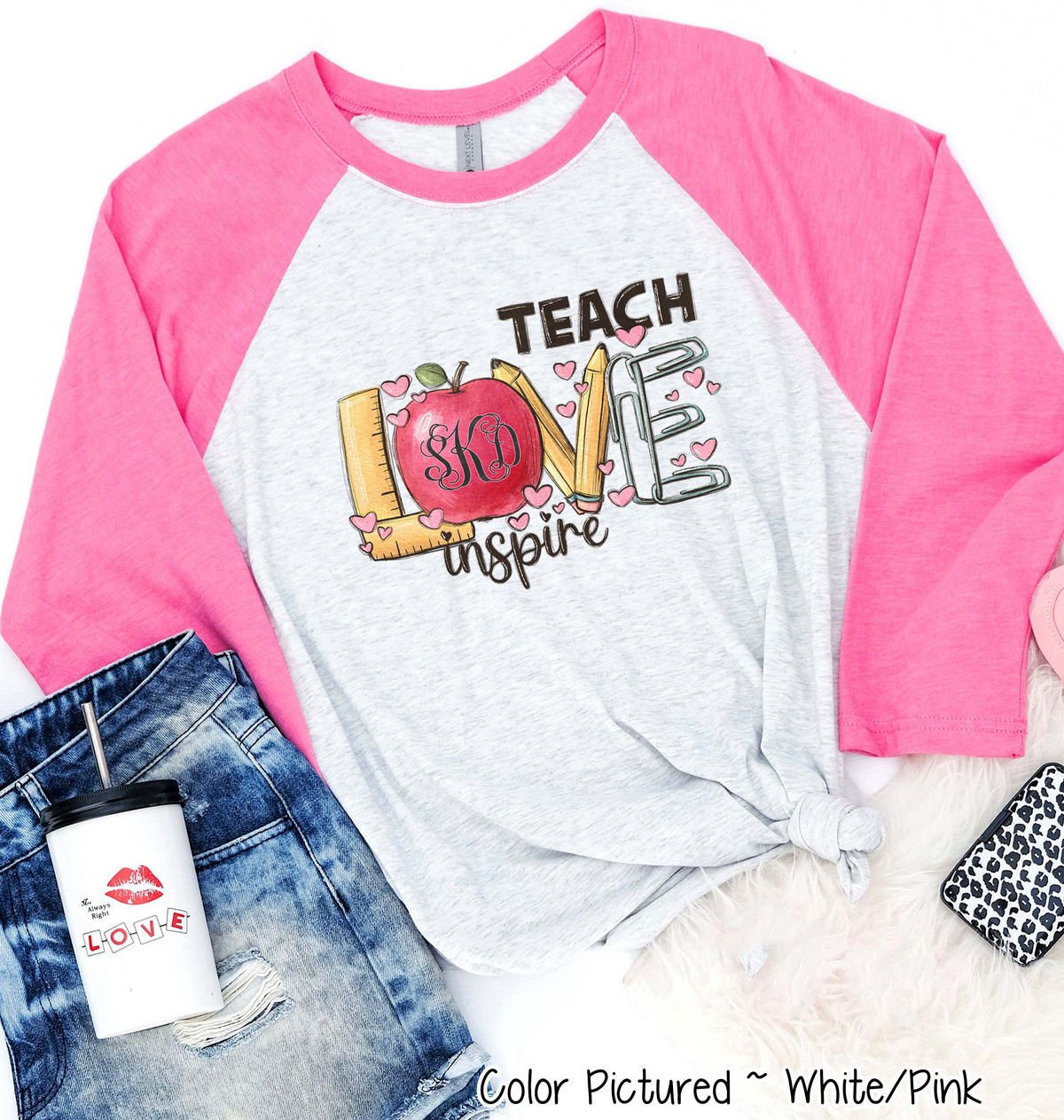 Monogram Teach, Love, Inspire Valentine Shirt