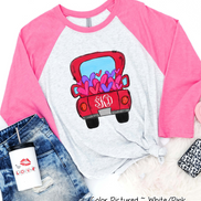 Monogram Red Truck with Hearts Valentine Shirt
