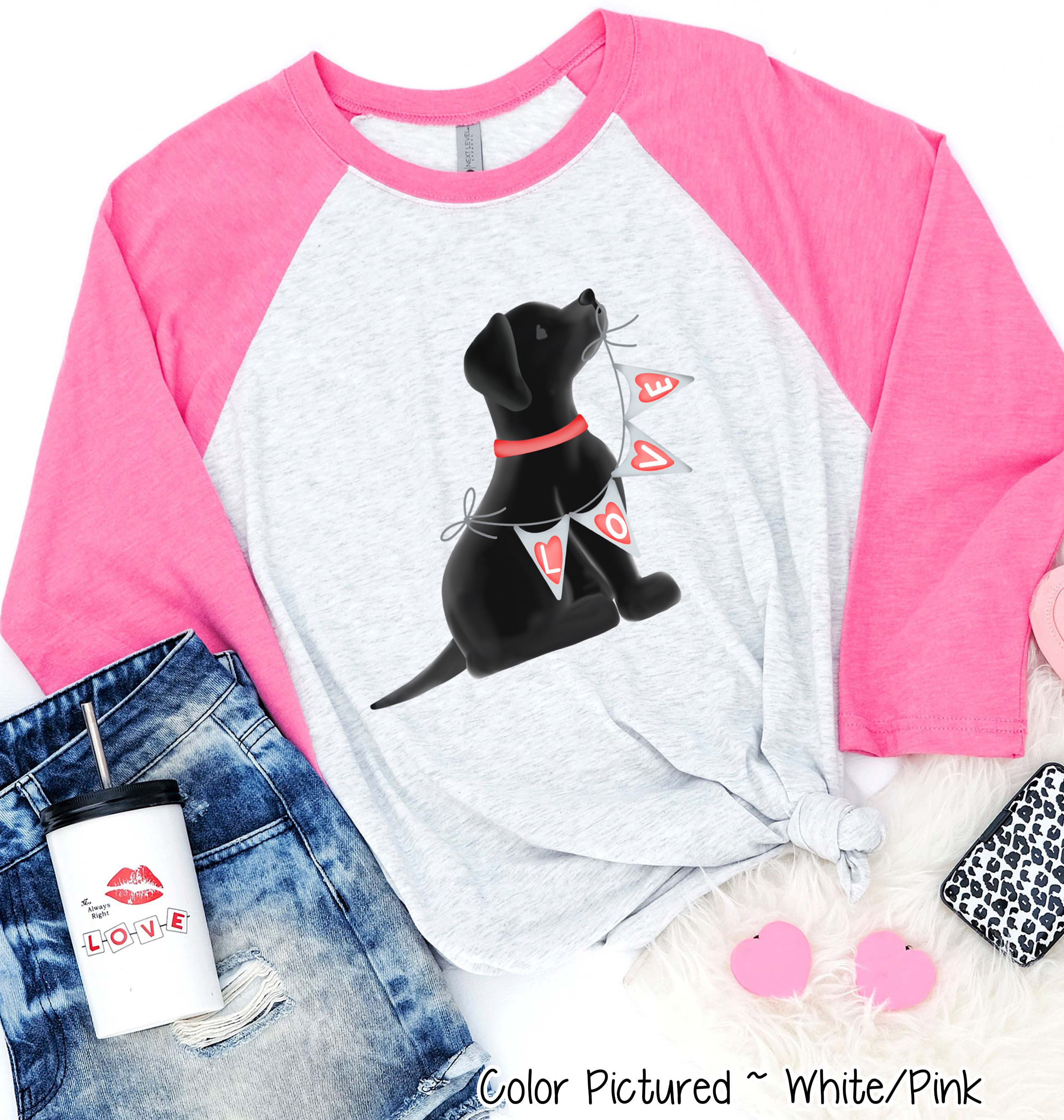 Black Lab Dog Love Valentine Shirt