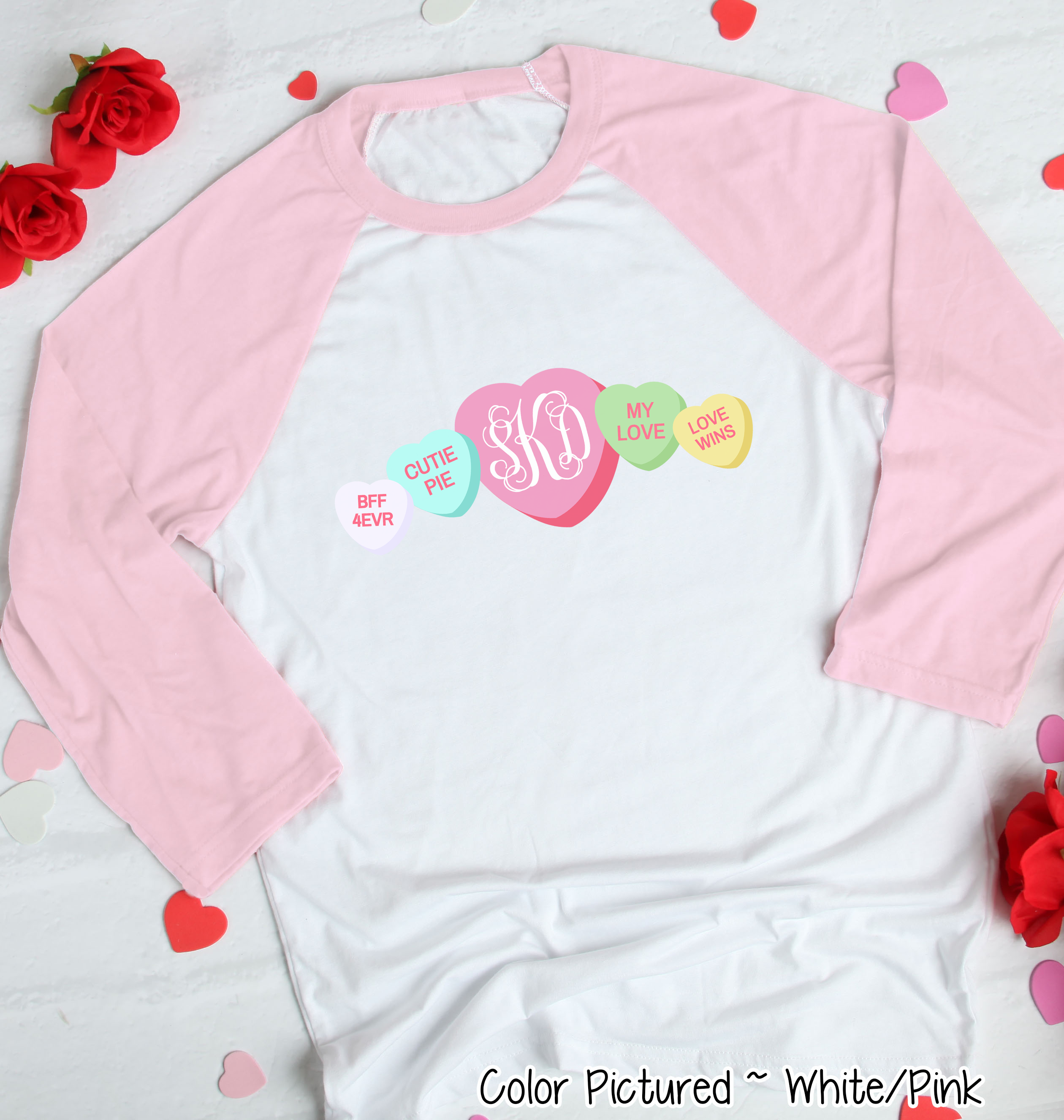 Monogram Conversation Hearts Line Valentine Shirt