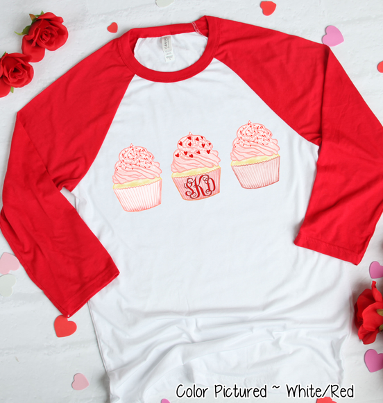Monogram Cupcake Trio Valentine Shirt