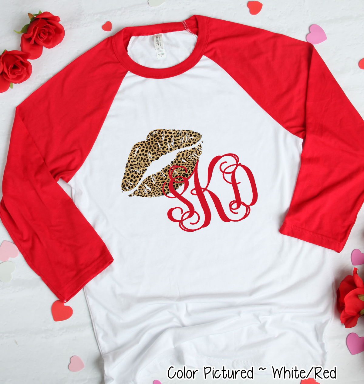 Monogram Leopard Print Lips Valentine Shirt