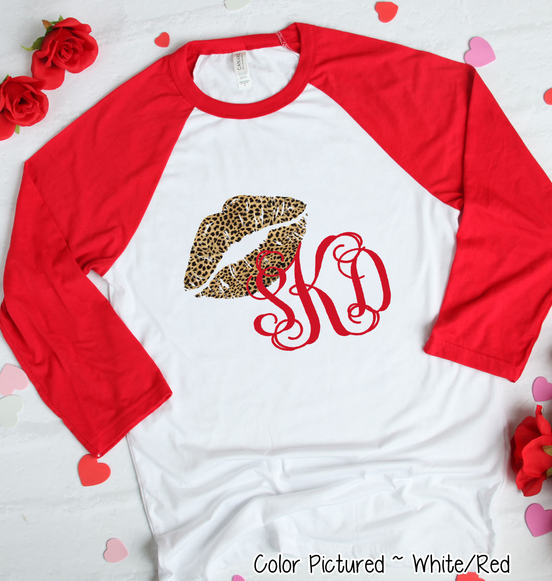 Monogram Leopard Print Lips Valentine Shirt