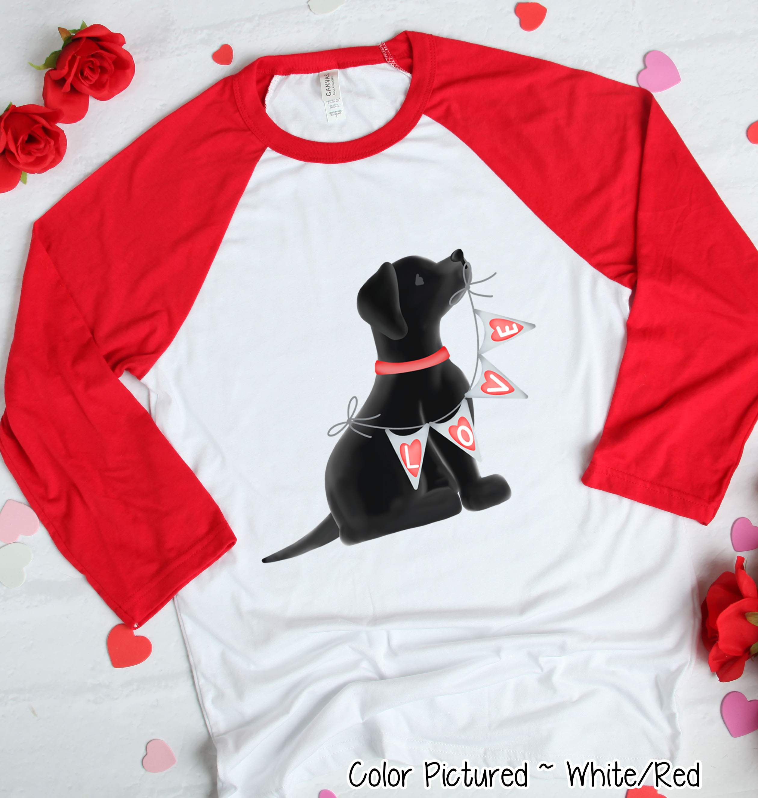 Black Lab Dog Love Valentine Shirt