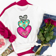 Monogram Heart Trio with Gold Accent Valentine Shirt