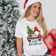Personalized Gnome in Truck Merry Christmas Tee or Sweatshirt