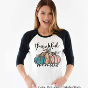 Personalized Thankful Pumpkin Trio Fall Thanksgiving Raglan Tee
