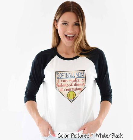Softball Mom I Can Make a Balanced Dinner at Concessions Tee