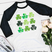 Monogram Watercolor Shamrocks St Patricks Day Tee
