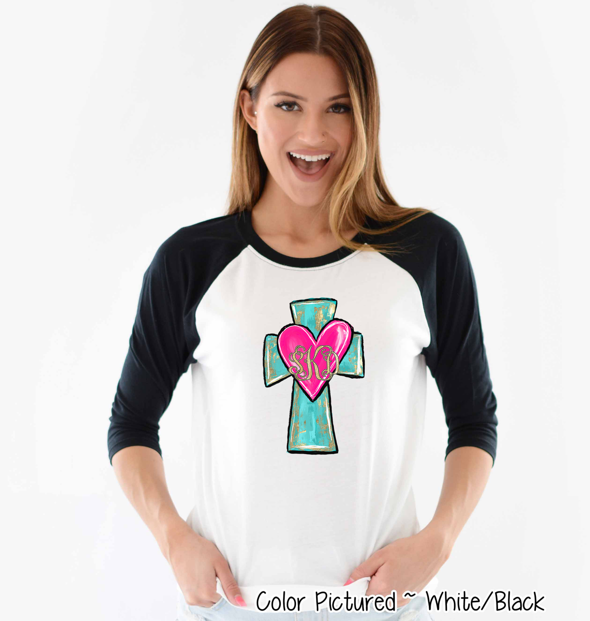 Monogram Cross and Heart with Gold Accents Shirt