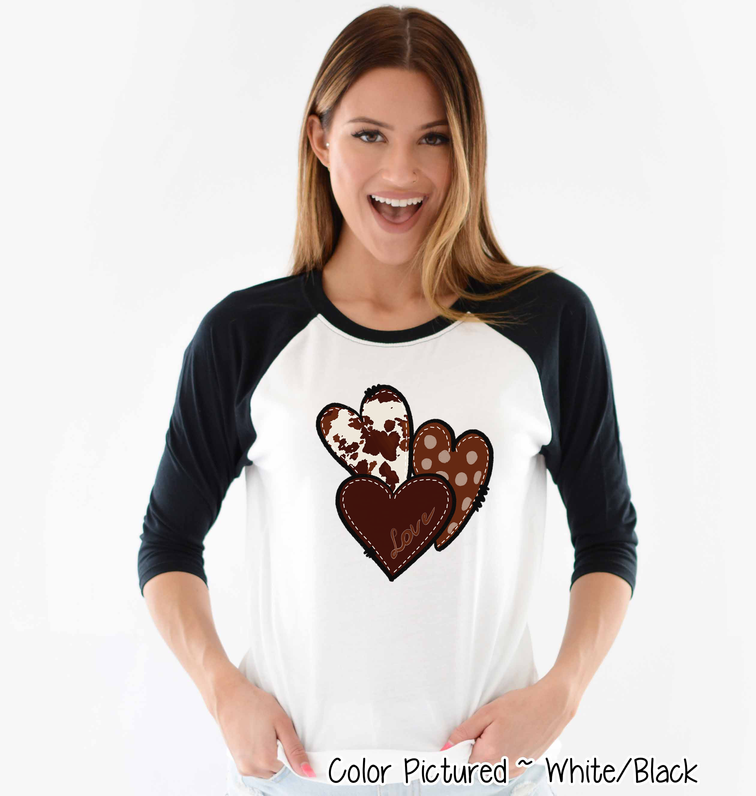 Western Cow Hide Heart Trio Valentine Shirt