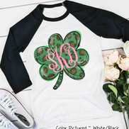 Monogram Green Leopard Shamrock St Patricks Day Tee