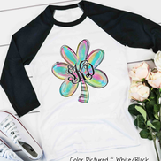 Monogram Colorful Watercolor Shamrock St Partricks Day Tee
