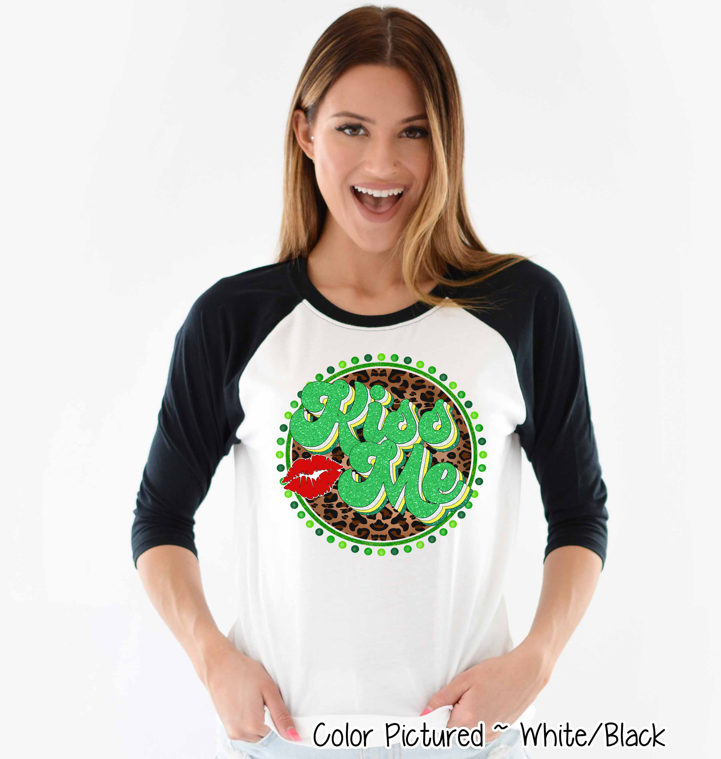 Retro Leopard Kiss Me St Patricks Day Tee