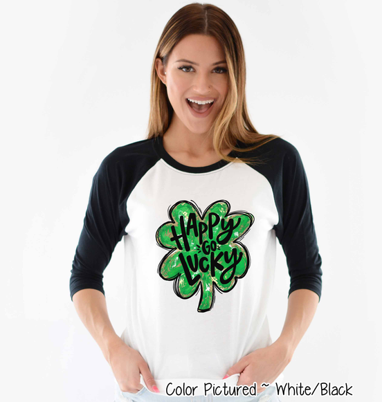 Happy Go Lucky Clover St Patricks Day Tee