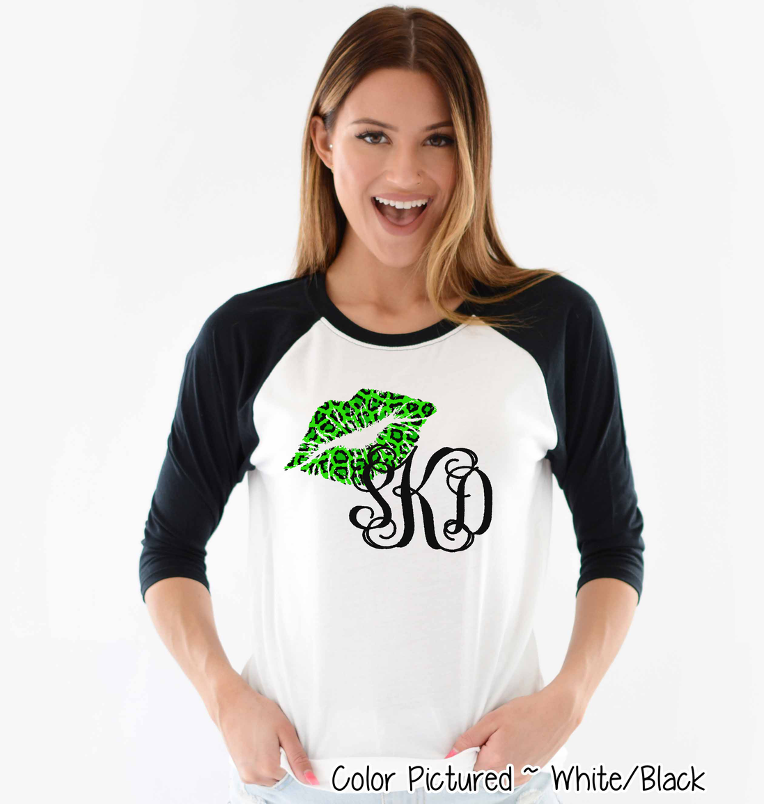 Monogram Leopard St Patricks Day Lips Tee
