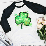 Monogram Watercolor Shamrock St Patricks Day Tee