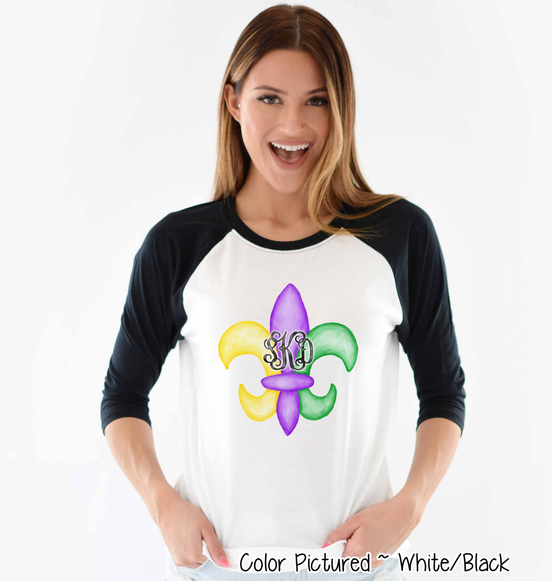 Monogram Fleur De Lis Mardi Gras Tee