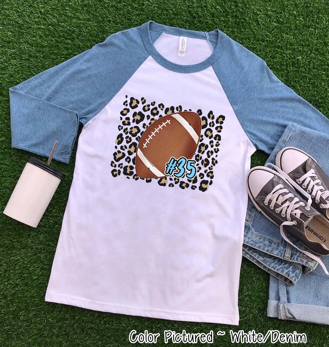 Personalized Leopard Football Number Game Day Fan Tee