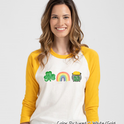 Monogram Shamrock Rainbow & Gold St Patricks Day Tee