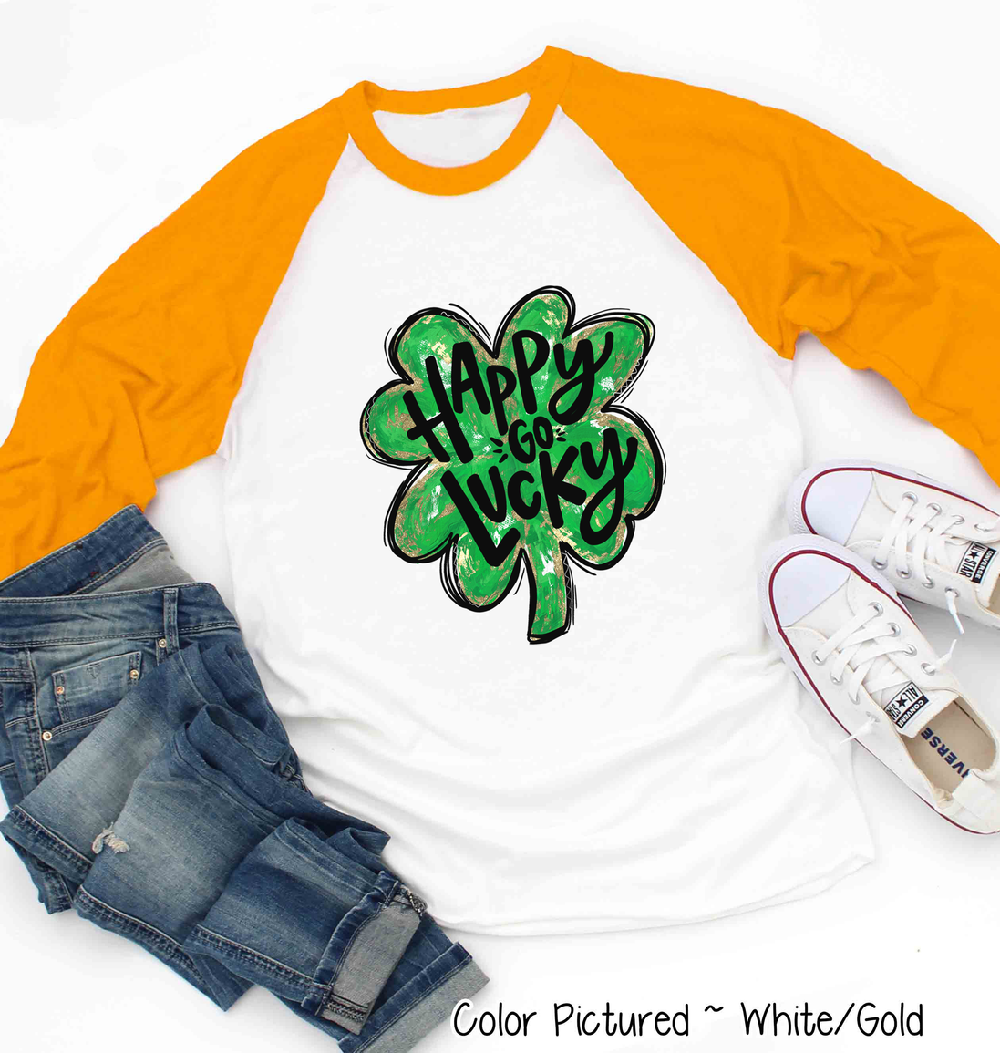 Happy Go Lucky Clover St Patricks Day Tee