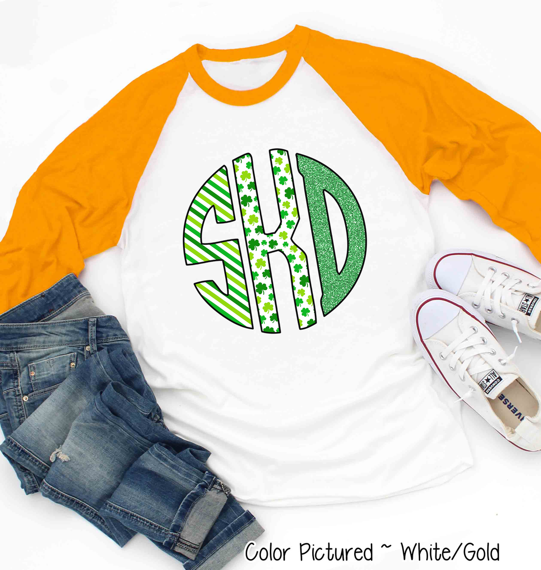 St Patricks Day Print Big Monogram Tee