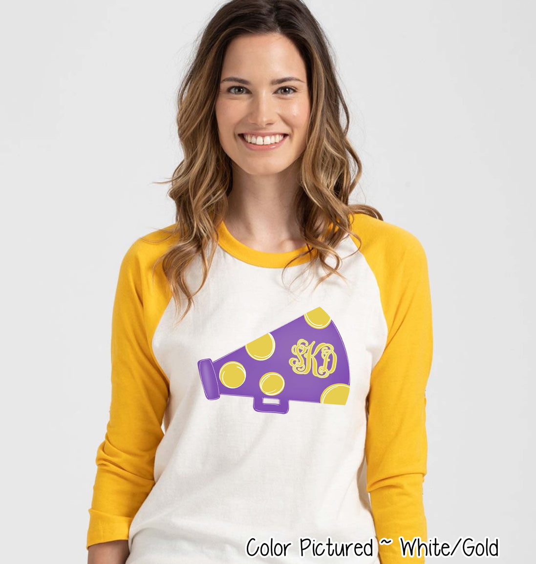 Personalized Dot Megaphone Cheerleader Spirit Tee