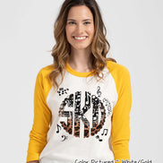 Band Choir Music Notes Leopard Big Monogram Tee