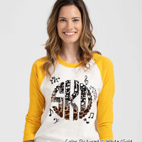Band Choir Music Notes Leopard Big Monogram Tee