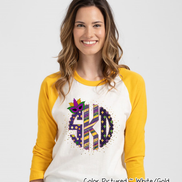 Big Monogram Mardi Gras Print with Mask Accent Tee
