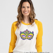 Monogram Watercolor Mardi Gras Mask Tee