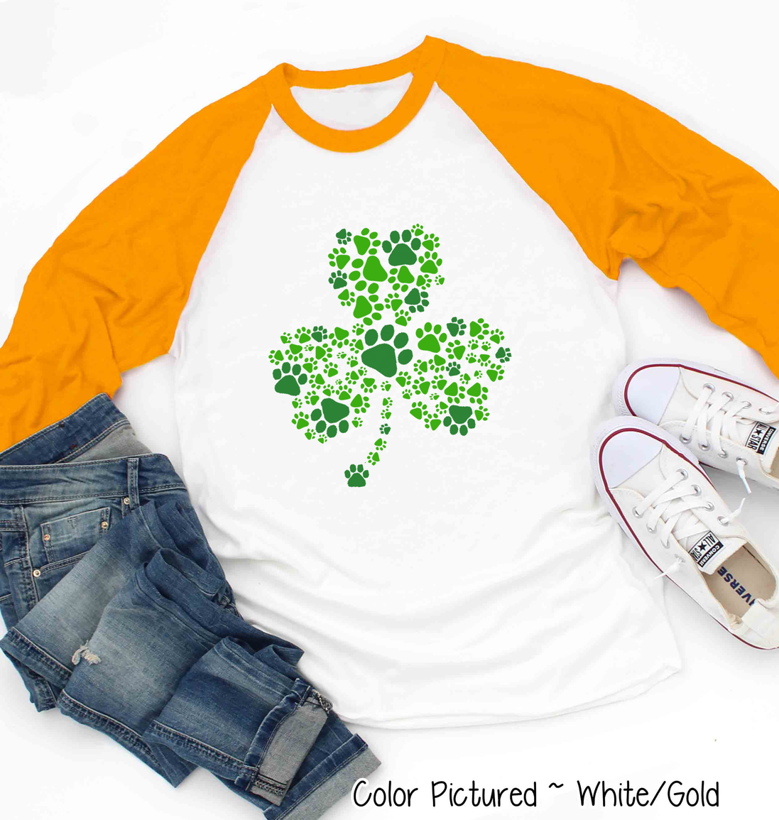 Paw Print Shamrock St Patricks Day Tee