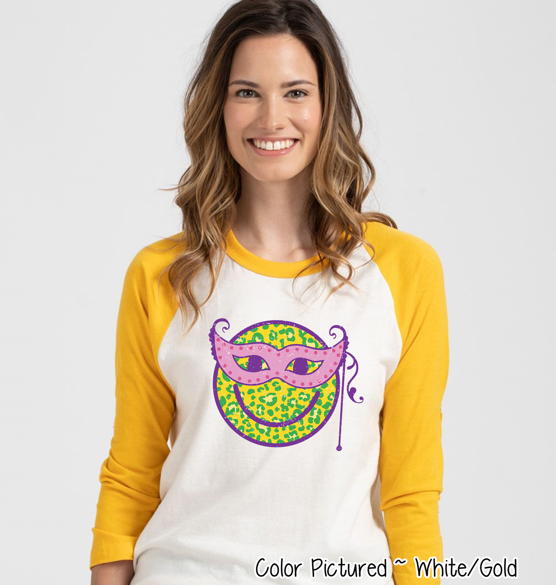 Masked Smiley Face Mardi Gras Tee