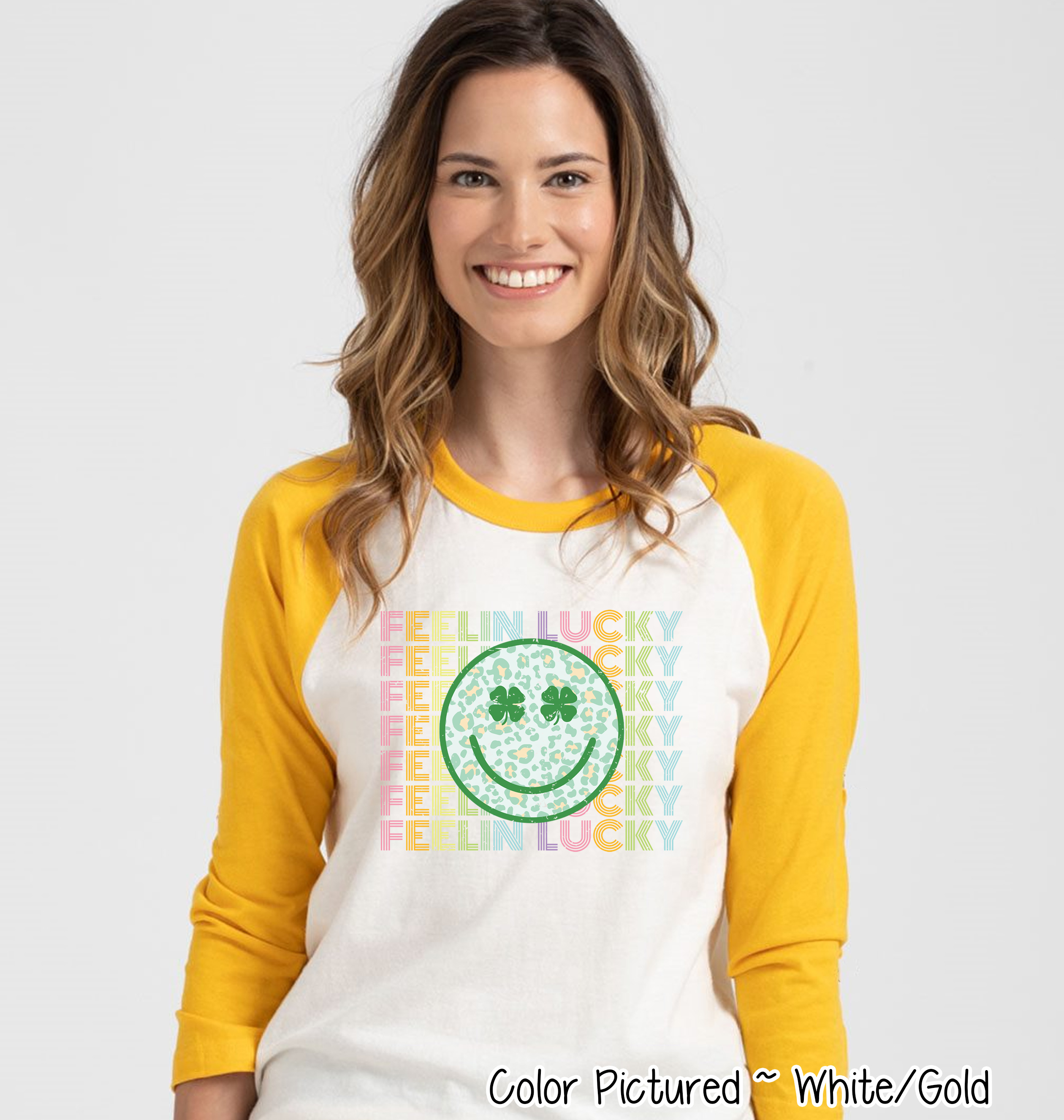 Retro Colorful Feelin Lucky Smiley Face St Patricks Day Tee