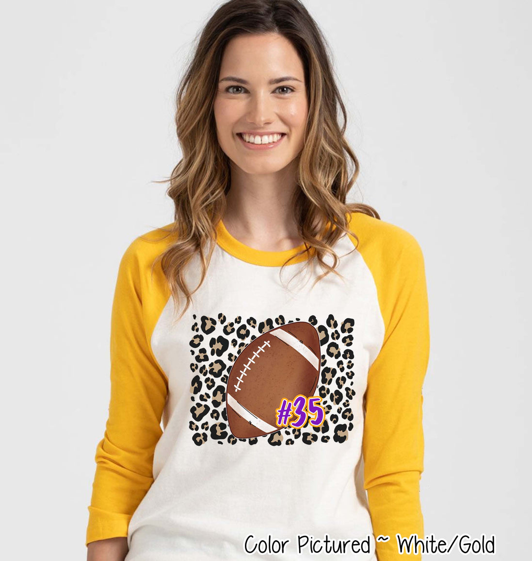 Personalized Leopard Football Number Game Day Fan Tee