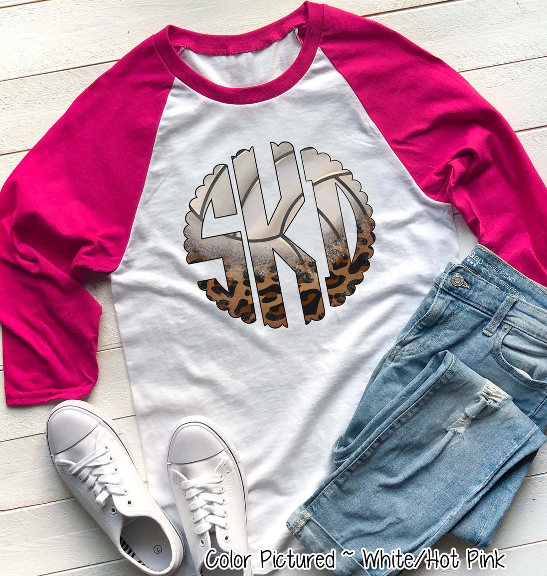 Volleyball Leopard Big Monogram Tee